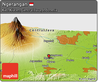 Physical Panoramic Map of Ngerangan