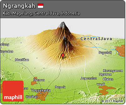 Physical Panoramic Map of Ngrangkah