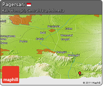 Physical Panoramic Map of Pagersari