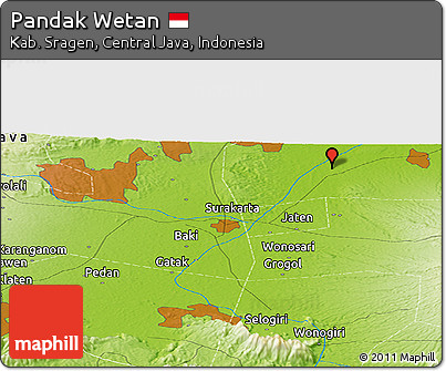 Physical Panoramic Map of Pandak Wetan