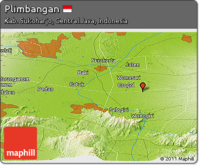 Physical Panoramic Map of Plimbangan