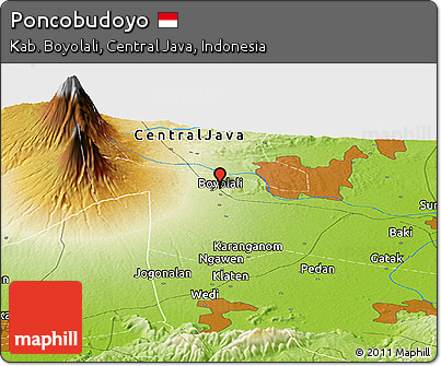 Physical Panoramic Map of Poncobudoyo