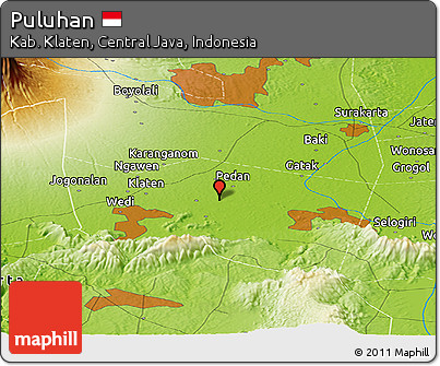 Physical Panoramic Map of Puluhan