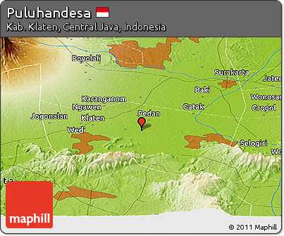 Physical Panoramic Map of Puluhandesa