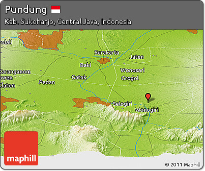 Physical Panoramic Map of Pundung