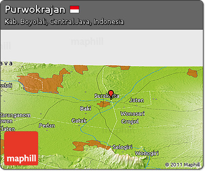 Physical Panoramic Map of Purwokrajan
