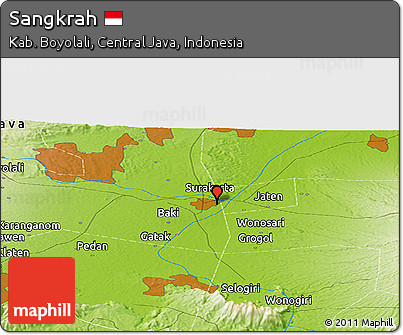 Physical Panoramic Map of Sangkrah