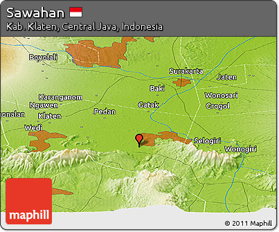 Physical Panoramic Map of Sawahan