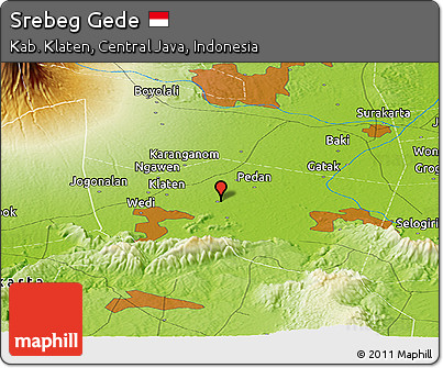 Physical Panoramic Map of Srebeg Gede
