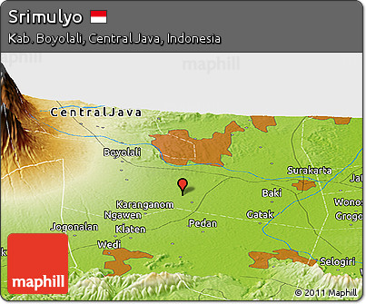 Physical Panoramic Map of Srimulyo