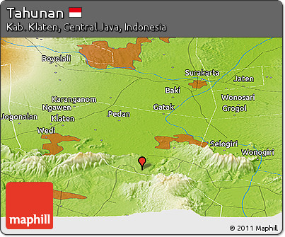 Physical Panoramic Map of Tahunan