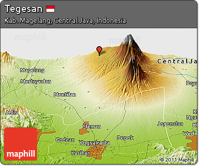 Physical Panoramic Map of Tegesan