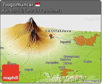 Physical Panoramic Map of Tlogomuncar