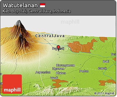 Physical Panoramic Map of Watutelanan