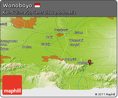 Physical Panoramic Map of Wonoboyo