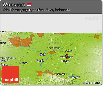 Physical Panoramic Map of Wonosari