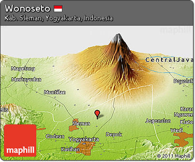 Physical Panoramic Map of Wonoseto