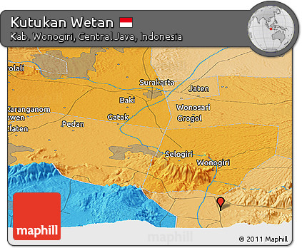 Political Panoramic Map of Kutukan Wetan