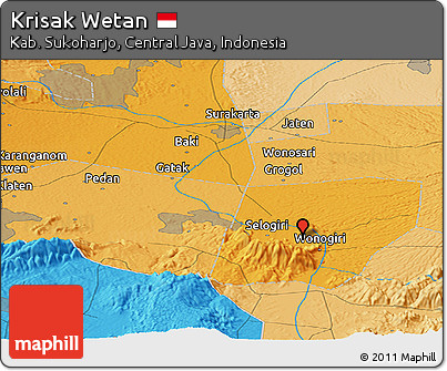 Political Panoramic Map of Krisak Wetan