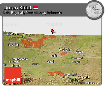 Satellite Panoramic Map of Duren Kidul