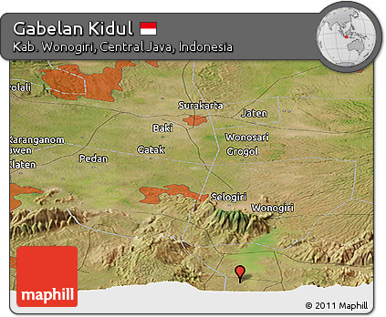 Satellite Panoramic Map of Gabelan Kidul