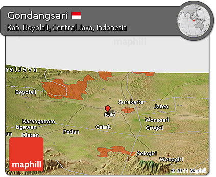 Satellite Panoramic Map of Gondangsari