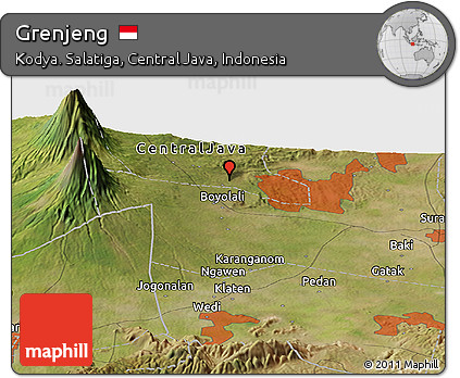 Satellite Panoramic Map of Grenjeng