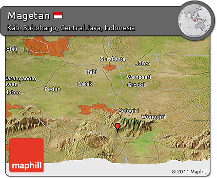Satellite Panoramic Map of Magetan