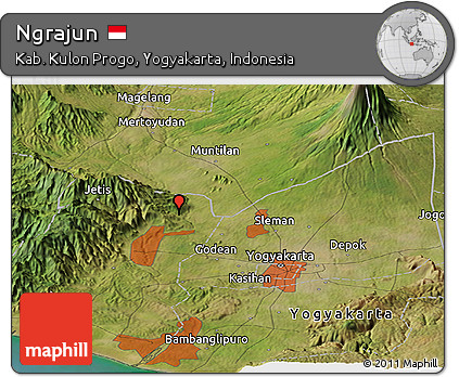 Satellite Panoramic Map of Ngrajun