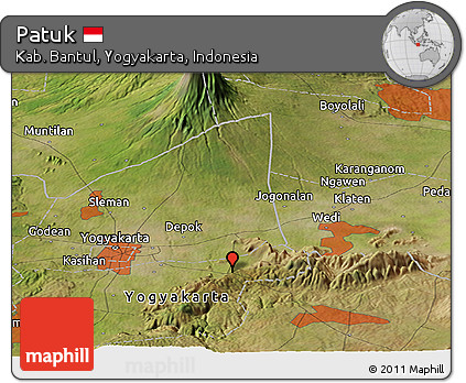 Satellite Panoramic Map of Patuk