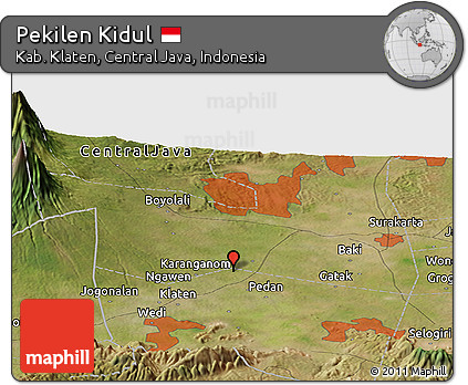 Satellite Panoramic Map of Pekilen Kidul