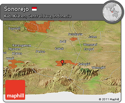 Satellite Panoramic Map of Sonorejo
