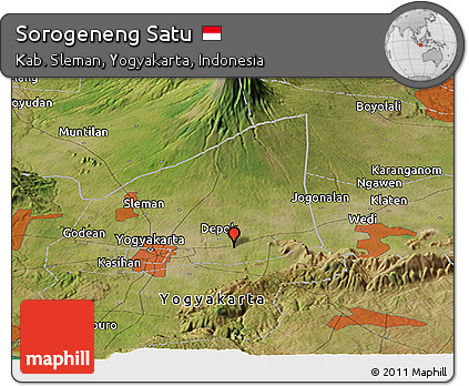 Satellite Panoramic Map of Sorogeneng Satu