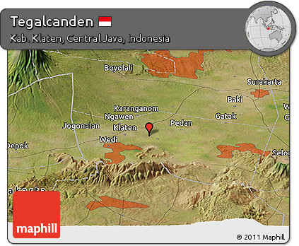 Satellite Panoramic Map of Tegalcanden