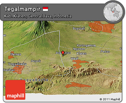 Satellite Panoramic Map of Tegalmampir