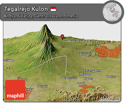 Satellite Panoramic Map of Tegalrejo Kulon