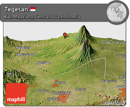Satellite Panoramic Map of Tegesan