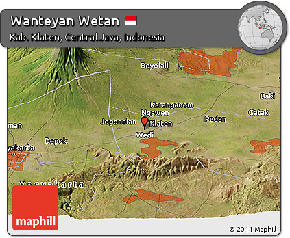 Satellite Panoramic Map of Wanteyan Wetan