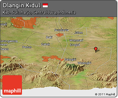 Satellite Panoramic Map of Dlangin Kidul