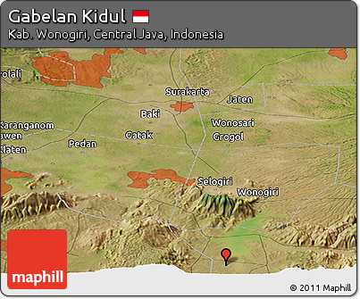 Satellite Panoramic Map of Gabelan Kidul