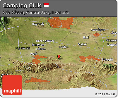 Satellite Panoramic Map of Gamping Cilik