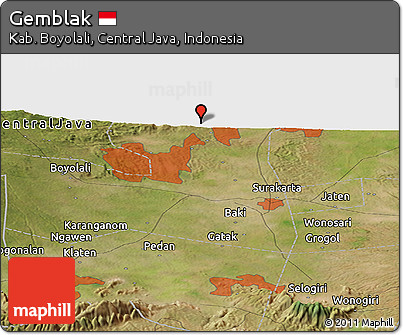 Satellite Panoramic Map of Gemblak