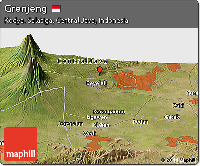Satellite Panoramic Map of Grenjeng