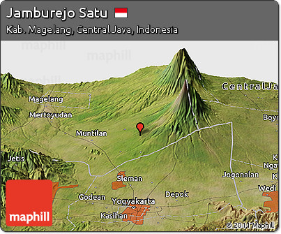 Satellite Panoramic Map of Jamburejo Satu