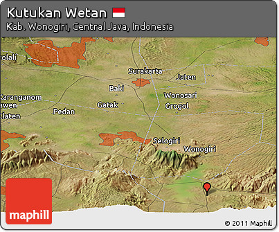 Satellite Panoramic Map of Kutukan Wetan