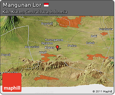 Satellite Panoramic Map of Mangunan Lor