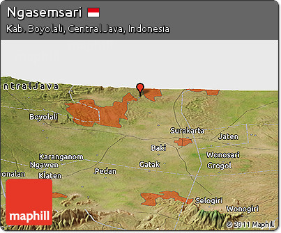 Satellite Panoramic Map of Ngasemsari