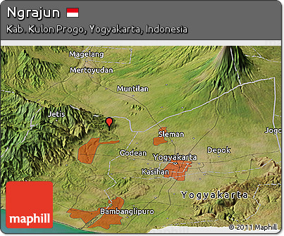 Satellite Panoramic Map of Ngrajun