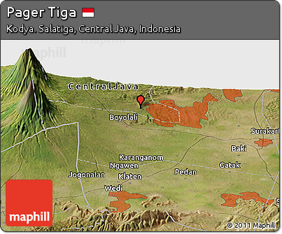 Satellite Panoramic Map of Pager Tiga
