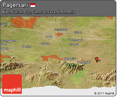 Satellite Panoramic Map of Pagersari